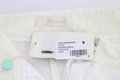 Ermanno Scervino White Striped Straight Fit Pants