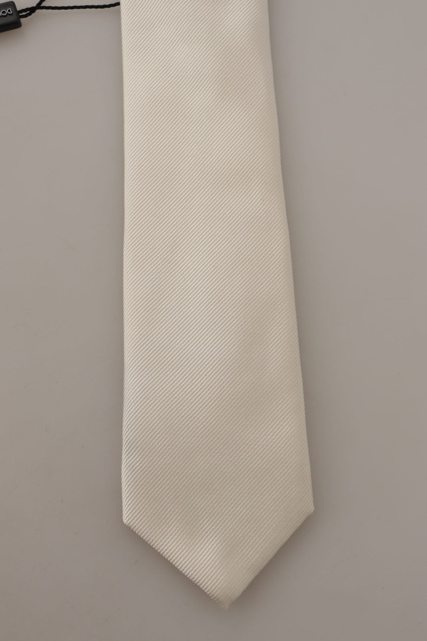 Dolce & Gabbana Off-White 100% Silk Slim Adjustable  Accessory Necktie
