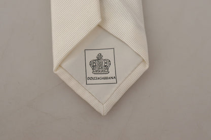 Dolce & Gabbana Off-White 100% Silk Slim Adjustable  Accessory Necktie