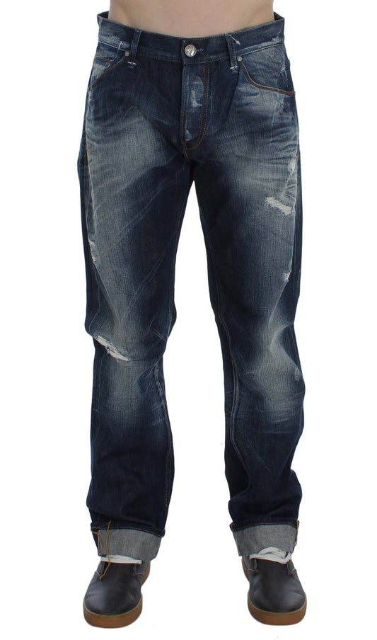 Acht Blue Wash Cotton Denim Regular Fit Jeans