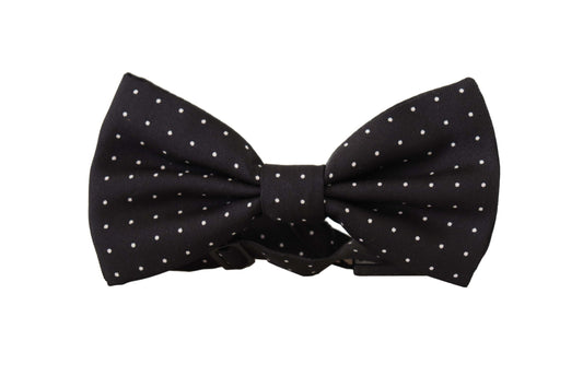 Dolce & Gabbana Black White Polka Dot 100% Silk Neck Papillon Tie