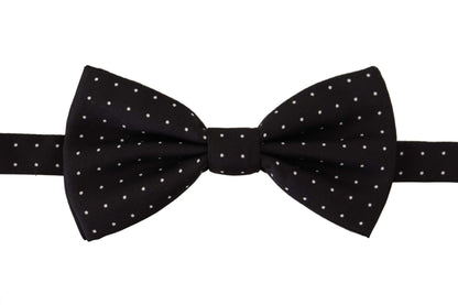 Dolce & Gabbana Black White Polka Dot 100% Silk Neck Papillon Tie