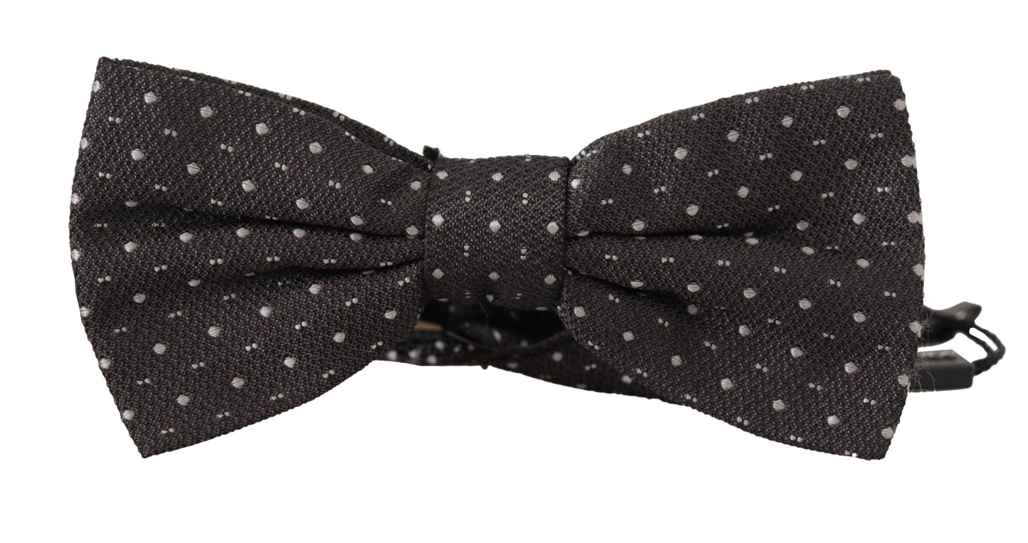 Dolce & Gabbana Gray Polka Dot 100% Silk Neck Papillon Tie