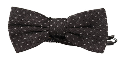 Dolce & Gabbana Gray Polka Dot 100% Silk Neck Papillon Tie