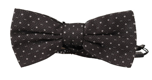 Dolce & Gabbana Gray Polka Dot 100% Silk Neck Papillon Tie