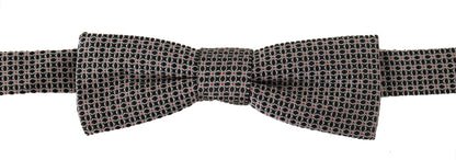 Dolce & Gabbana Black White Flower Pattern Silk Neck Papillon Tie