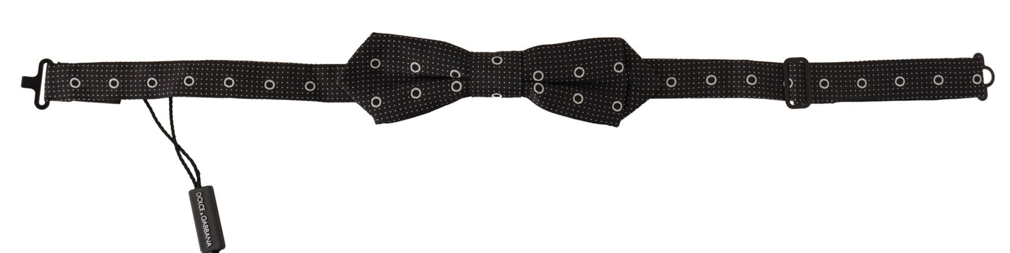 Dolce & Gabbana Black White Polka Dot 100% Silk Neck Papillon Tie