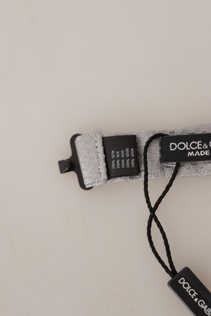 Dolce & Gabbana Gray 100% Silk Adjustable Neck Papillon Tie
