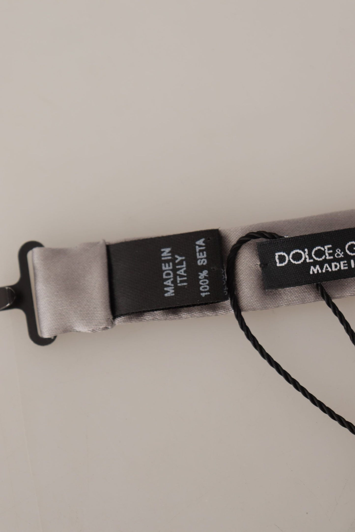 Dolce & Gabbana Silver 100% Silk Slim Adjustable Neck Papillon Tie