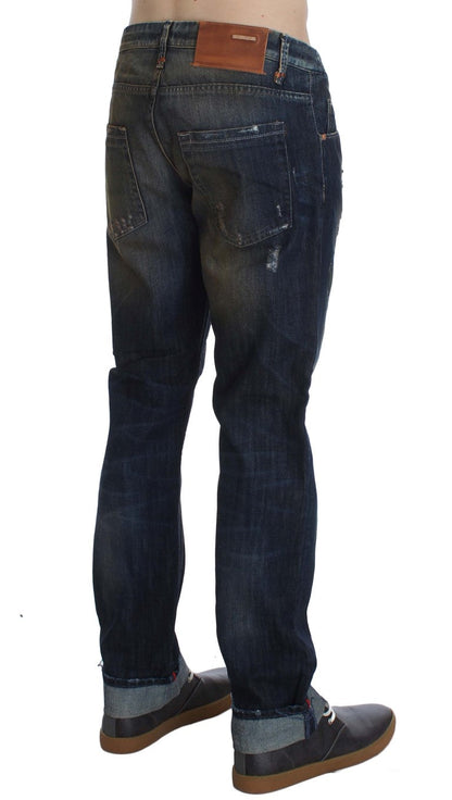 Acht Blue Wash Cotton Regular Straight Fit Jeans
