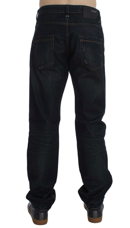 Acht Blue Wash Cotton Denim Straight Fit Jeans
