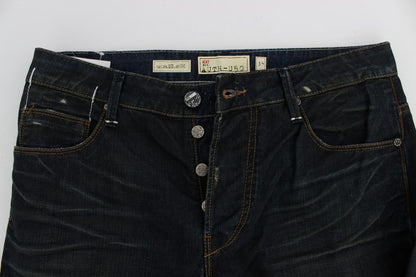 Acht Blue Wash Cotton Denim Straight Fit Jeans