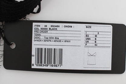 Dolce & Gabbana Black Silk Floral Lace Lingerie Top