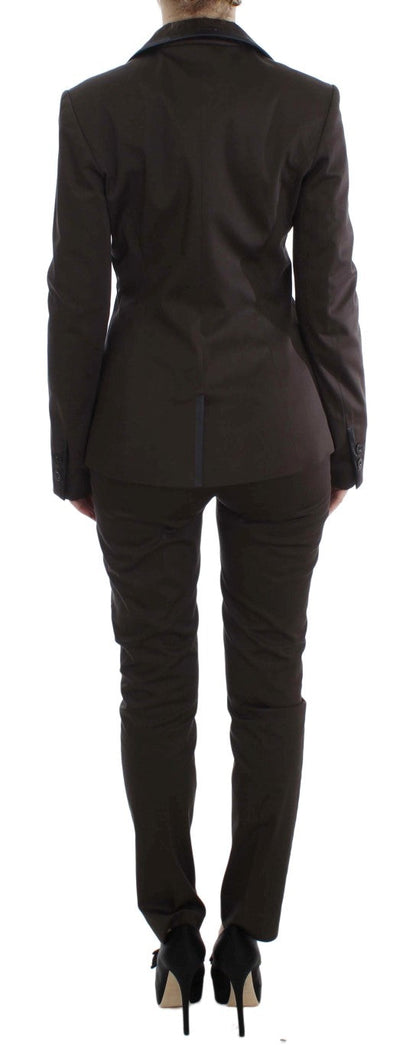 Exte Brown Stretch Two Button Suit