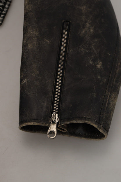 Dolce & Gabbana Black Houndstooth Polyester Bomber Jacket