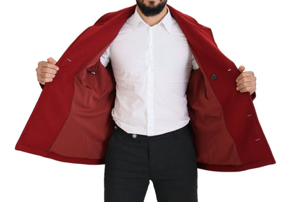 Dolce & Gabbana Red Wool Double Breasted Coat Jacket