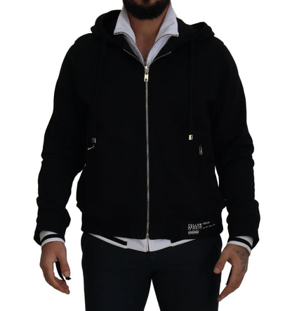 Dolce & Gabbana Black Polyester Hooded Full Zip Jacket
