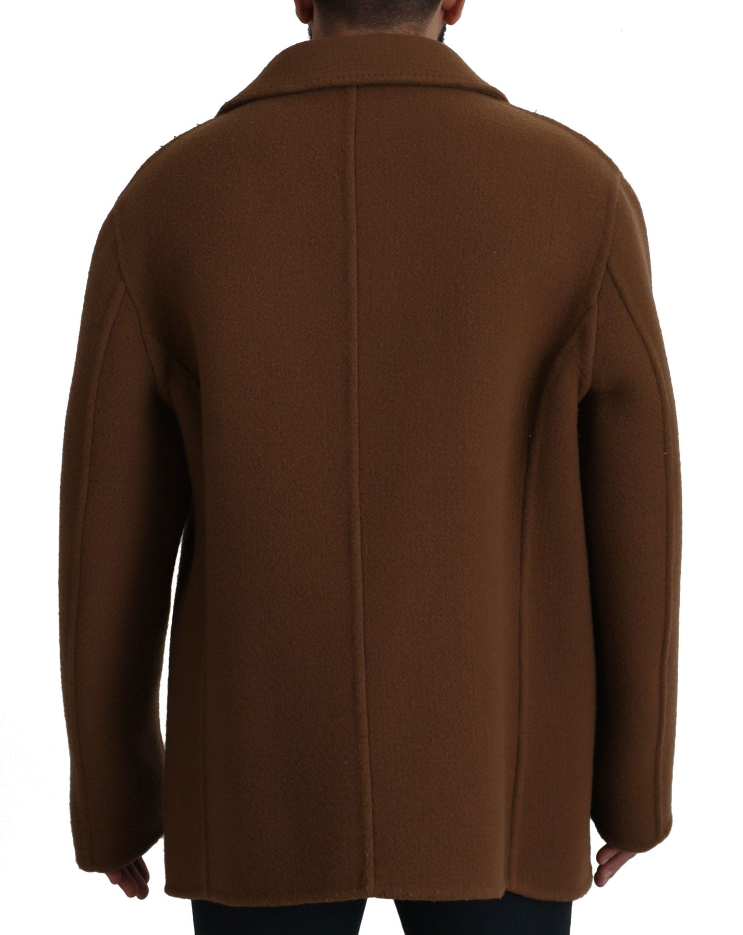 Dolce & Gabbana Brown Nylon Double Breasted Coat Jacket