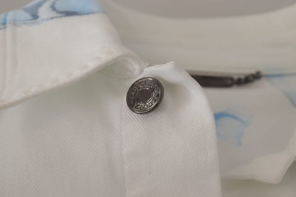 Dolce & Gabbana White Cotton Logo Embroidery Denim Jacket