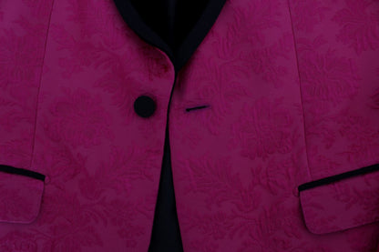 Dolce & Gabbana Pink Floral Brocade Slim Blazer Jacket