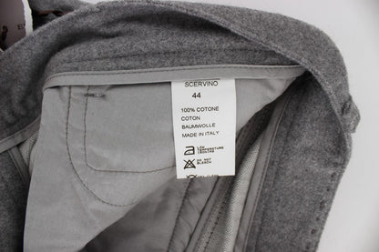 Ermanno Scervino Gray Cotton Straight Fit Casual Pants