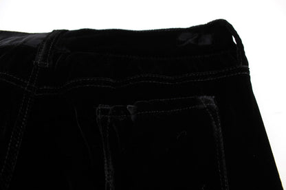 Ermanno Scervino Black Viscose Blend Velvet Slim Fit Pants