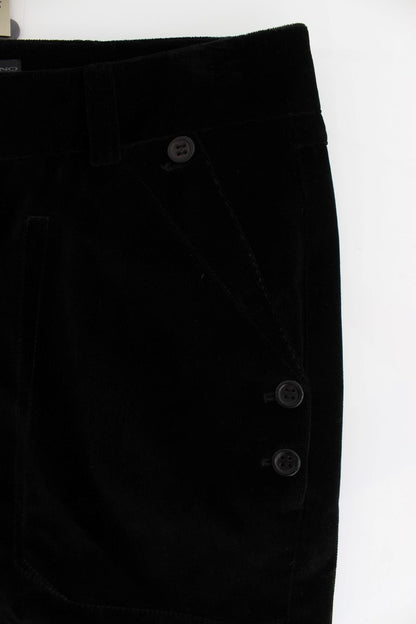 Ermanno Scervino Black Velvet Cotton Straight Legs Pants