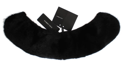 Dolce & Gabbana Black Mink Fur Shoulder Collar Scarf