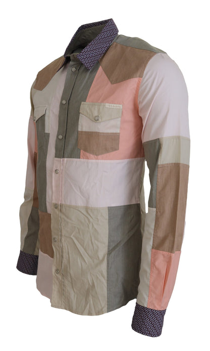 Dolce & Gabbana Multicolor Cotton Patchwork Slim Shirt