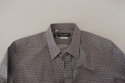 Dolce & Gabbana Gray Brown GOLD Slim Fit Dress Formal Shirt