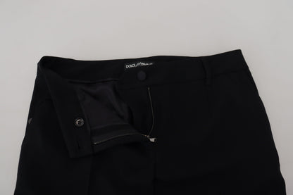 Dolce & Gabbana Black Tapered Women Wool Pants