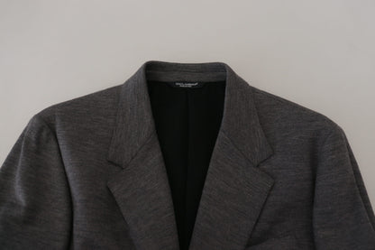 Dolce & Gabbana Gray Wool Stretch Slim Fit Jacket Blazer