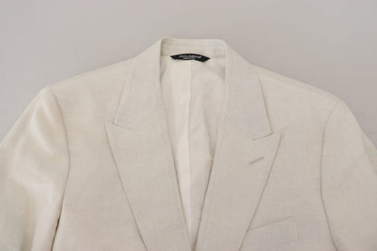 Dolce & Gabbana White Linen Slim Fit Jacket Blazer