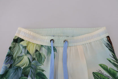 Dolce & Gabbana White Floral Printed Men Jogger Pants