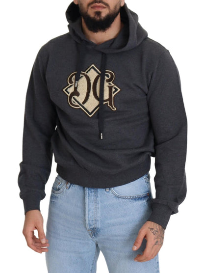 Dolce & Gabbana Gray Logo Cotton Hooded Sweatshirt Sweater