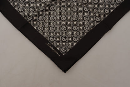 Dolce & Gabbana Black Patterned DG Logo Square Handkerchief Scarf