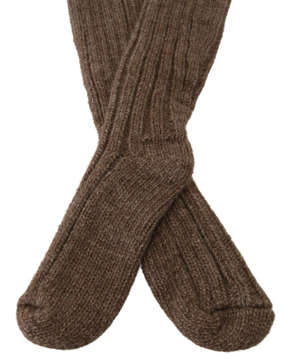 Dolce & Gabbana Brown Wool Knit Calf Long Women Socks