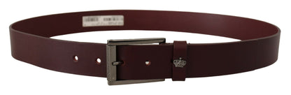 Dolce & Gabbana Brown Leather Silver Metal Crown Buckle Belt