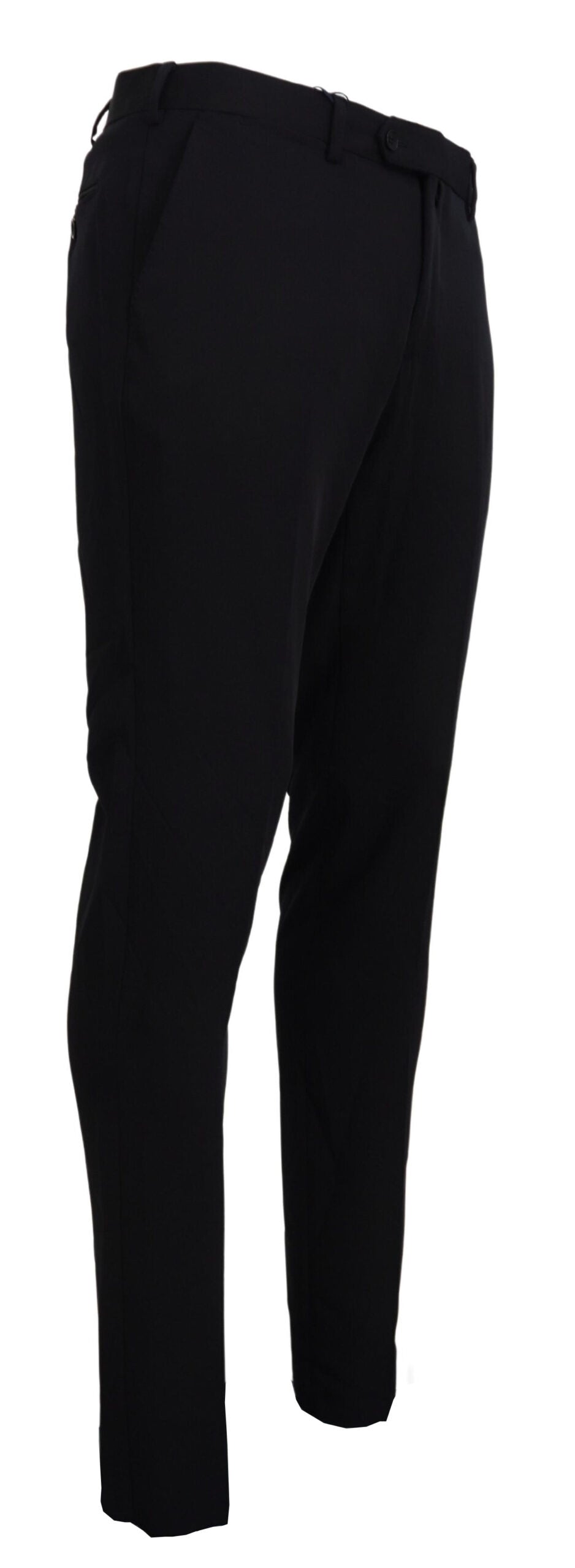 Domenico Tagliente Black Polyester Tapered Dress Pants