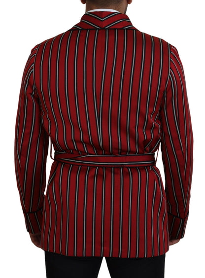 Dolce & Gabbana Red Striped Martini Printed Lining Robe