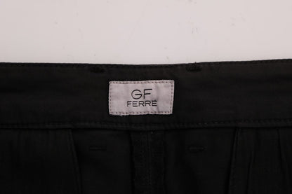 GF Ferre Black Cotton Stretch Chinos Pants