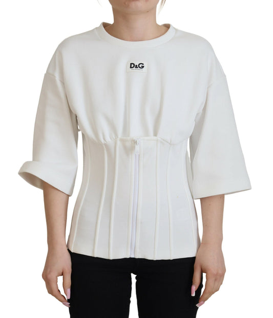Dolce & Gabbana White Corset Stretch Cotton Top T-shirt