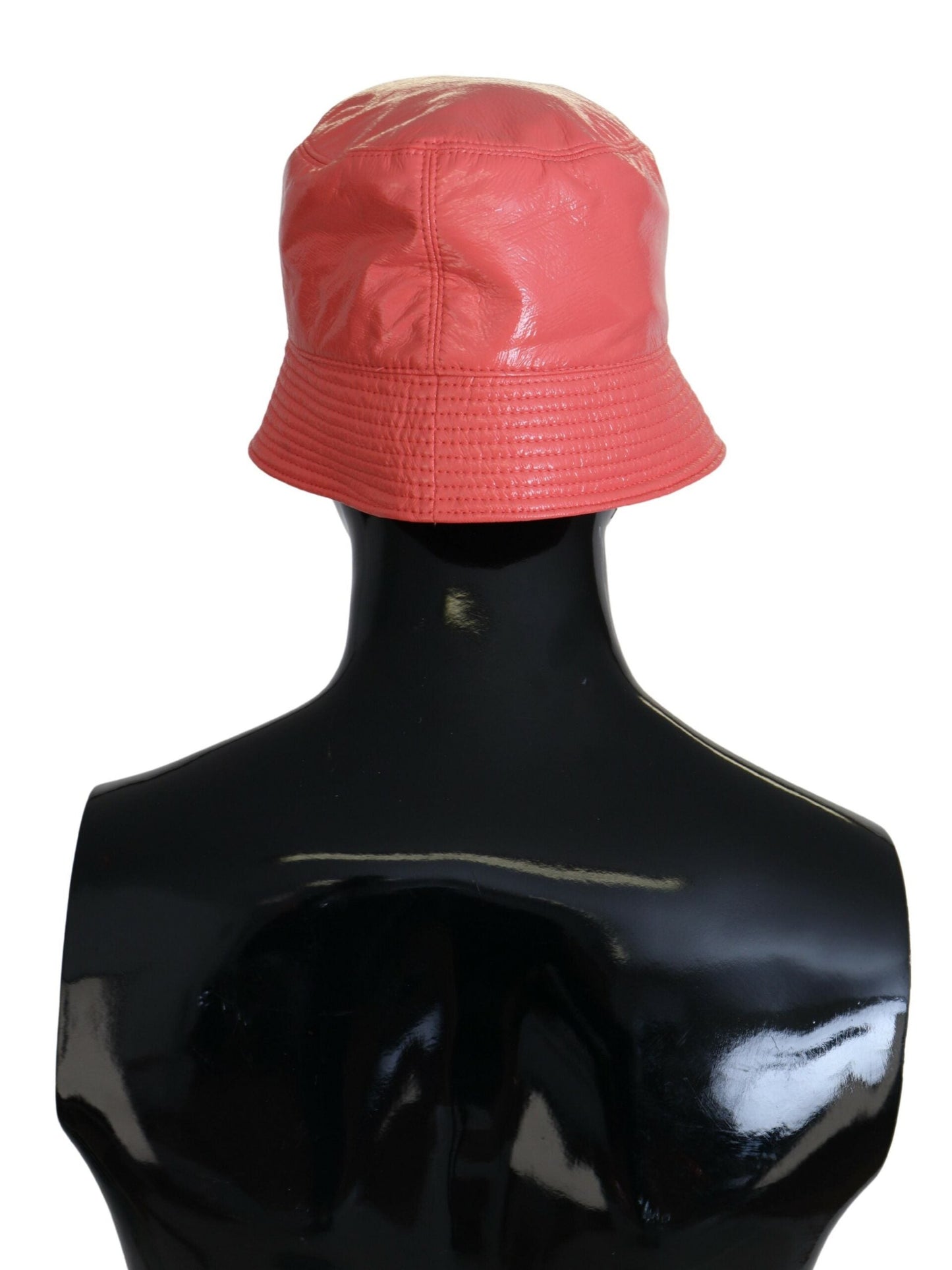 Dolce & Gabbana Peach Quilted Faux Leather Women Bucket Cap Hat