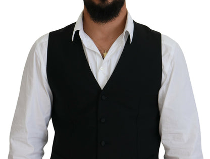 Dolce & Gabbana Black Virgin Wool Waistcoat Formal Vest