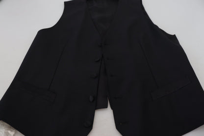 Dolce & Gabbana Black Virgin Wool Waistcoat Formal Vest