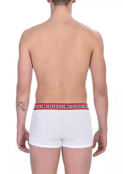 Bikkembergs White Cotton Men's Underwear Trunk Duo Pack