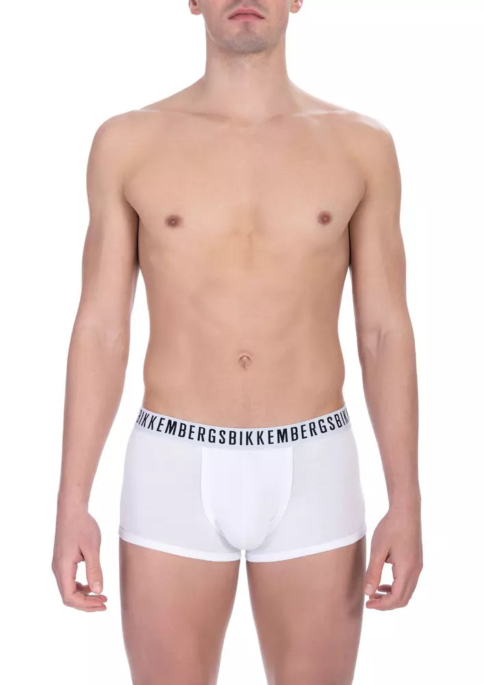 Bikkembergs White Cotton Men's Trunk Underwear Twin Pack