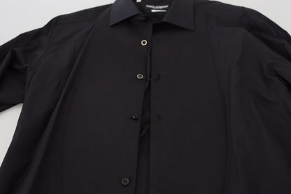 Dolce & Gabbana Black GOLD Cotton Collared Long Sleeve Shirt