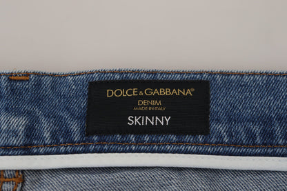Dolce & Gabbana Blue Washed Skinny Cotton Denim Jeans