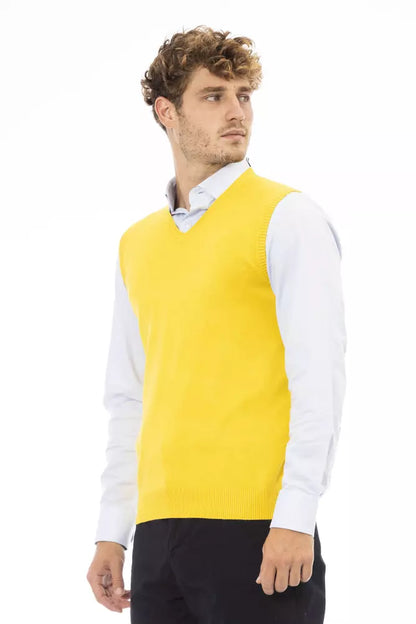 Alpha Studio Yellow Viscose Men Jacket